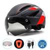 Cross-border Adult Sports Cycling Helmet Magnetic Goggles Outdoor Road Bike Cycling Helmet with Tail Light