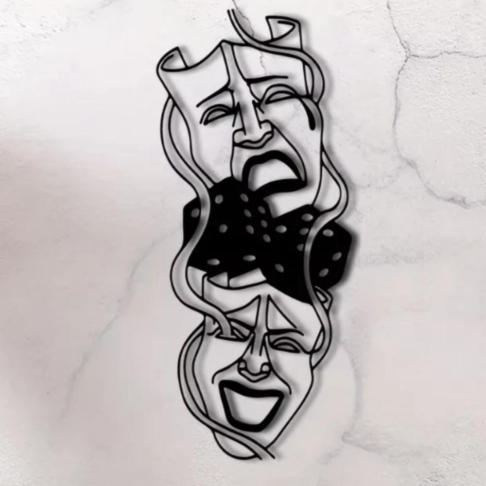 Comedy Tragedy Metal Wall Art Home Theater Living Room Decor Wall Sticker Perfect Comedy Tragedy Home Theater Decor