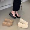 Fashion 2025 New Fashionable Summer Slippers for Women Wearing Thick Bottom Slope Heel Sandals Transparent High Heel 9cm Slippers