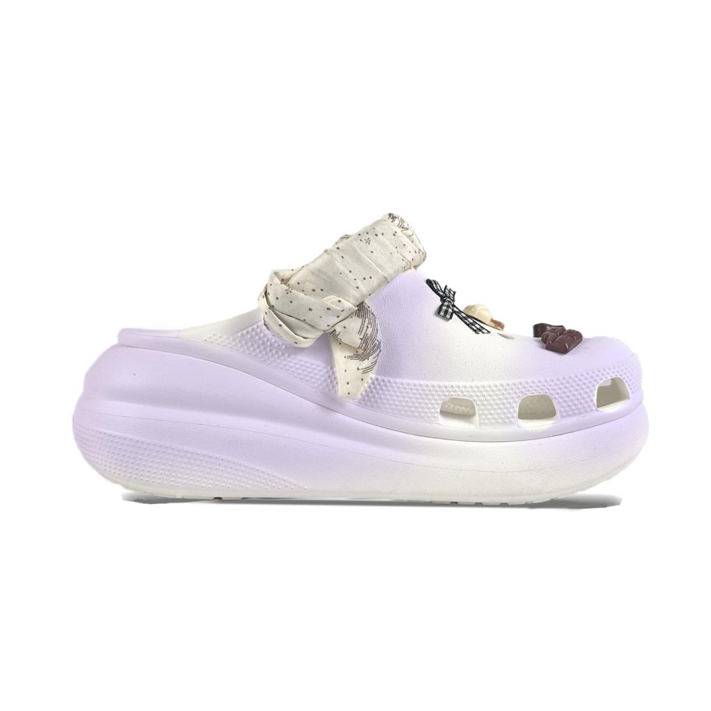 Crocs Crush Clog EVA Jelly Bean Bubble Hole Decorative Buckle Hand-Painted Graffiti Fashion and Versatile Hole Shoes Unisex White
