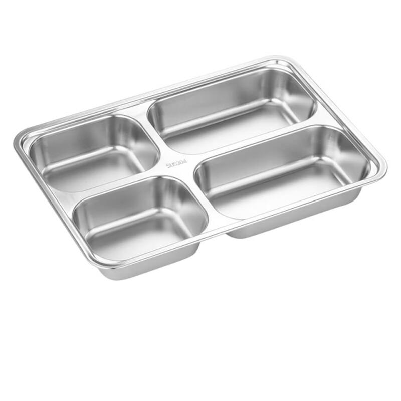 LIJIA KITCHENWARE Прямоугольный четырехсекционный поднос для еды из нержавеющей стали 304