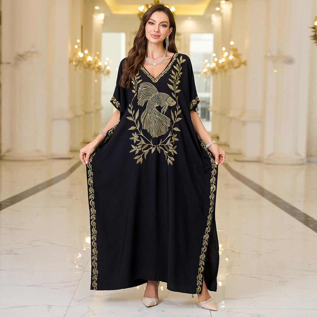 Женская мода лето весна цветочный узор принт рукава 1/2 V-образный вырез свободная талия повседневные платья