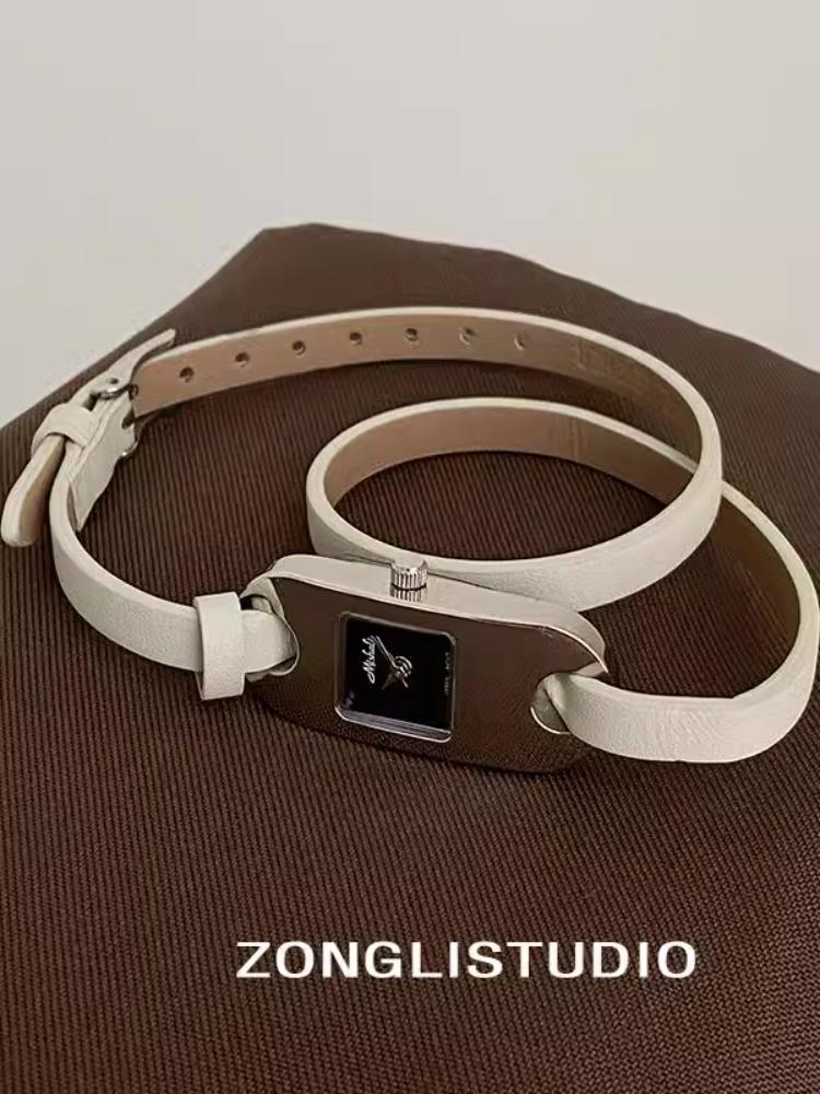 Watches for women twine long strap Watch women vintage leather thin strap waterproof quartz luxury women's watch reloj mujer
