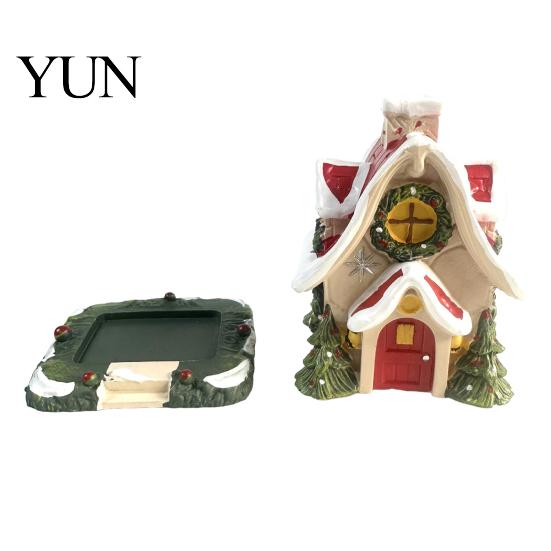 Unique Christmas Gift for Family Snow House Incense Burner, Backflow Holder, Holiday Tabletop Decorations Home Festive Xmas Desktop Figurine