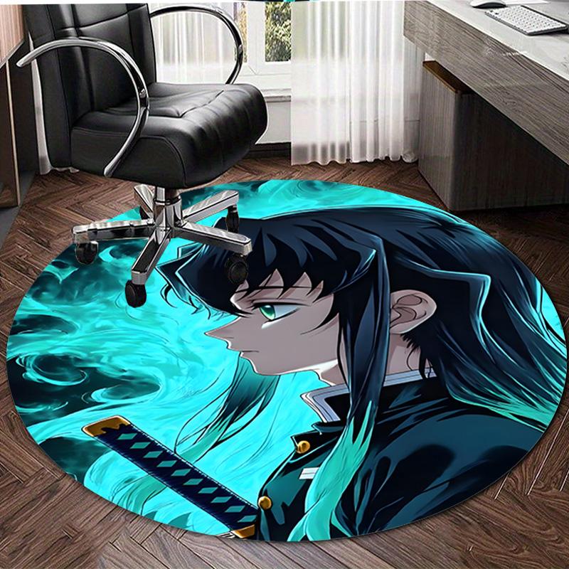 1pc Tokitou Muichirou Print Round Carpet Chair Round Carpet Suitable for Bedroom Living Room Home Decorative Carpet