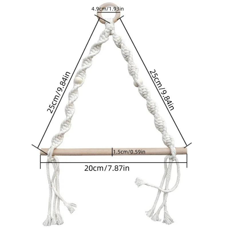 1 шт. Деревянная палка Хлопковая веревка Держатель для бумажных полотенец Спальня Ванная комната Настенная вешалка для полотенец Плетеный стиль Украшение для дома Подвесной