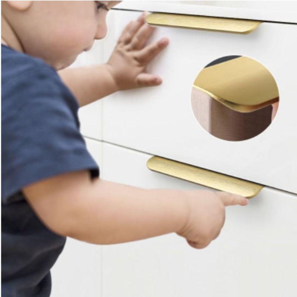 Aluminum Zinc Zinc Alloy Hidden Handles Morandi Color Embedded Wardrobe Handles Wardrobe Door
