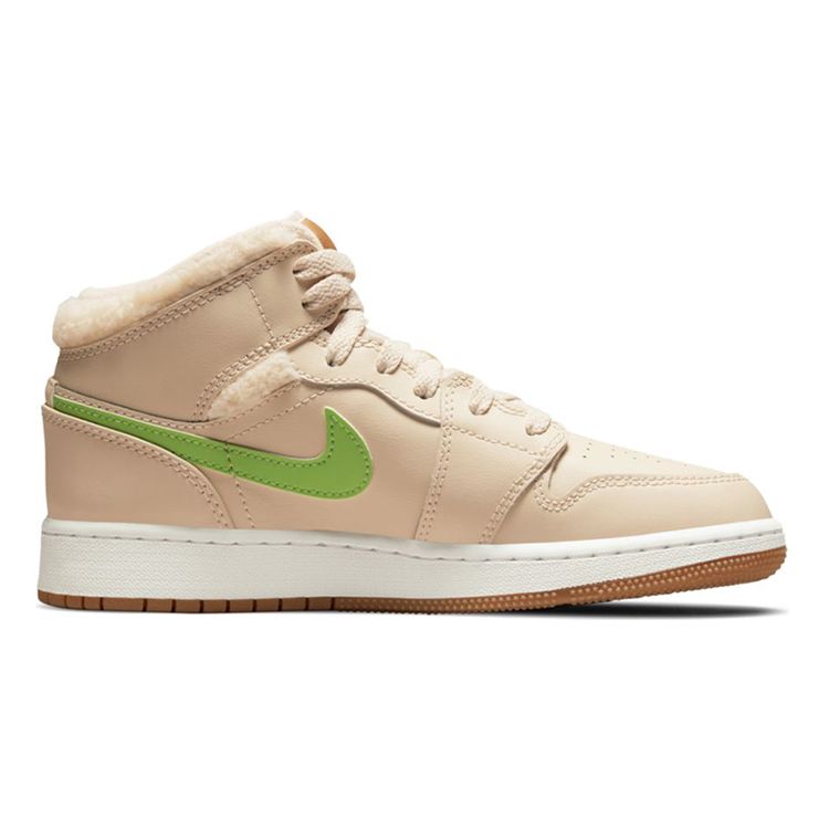Детские кроссовки Air Jordan 1 Mid Utility GS Fleece Tan Pearl-White Dark-Driftwood DO2207-264