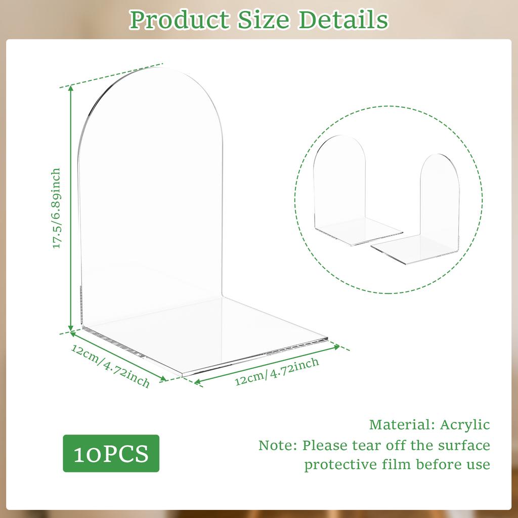 10 шт. Акриловый держатель для книг для полок Прозрачный держатель для книг Декоративный упор для книг для спальни Офиса Библиотеки Школы Украшение