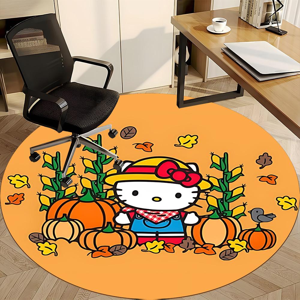 1 шт. Круглый коврик для офиса Hello Kitty, Нескользящий, Мягкий и прочный офисный коврик для декора интерьера, Идеально подходит для офиса, Красивое украшение