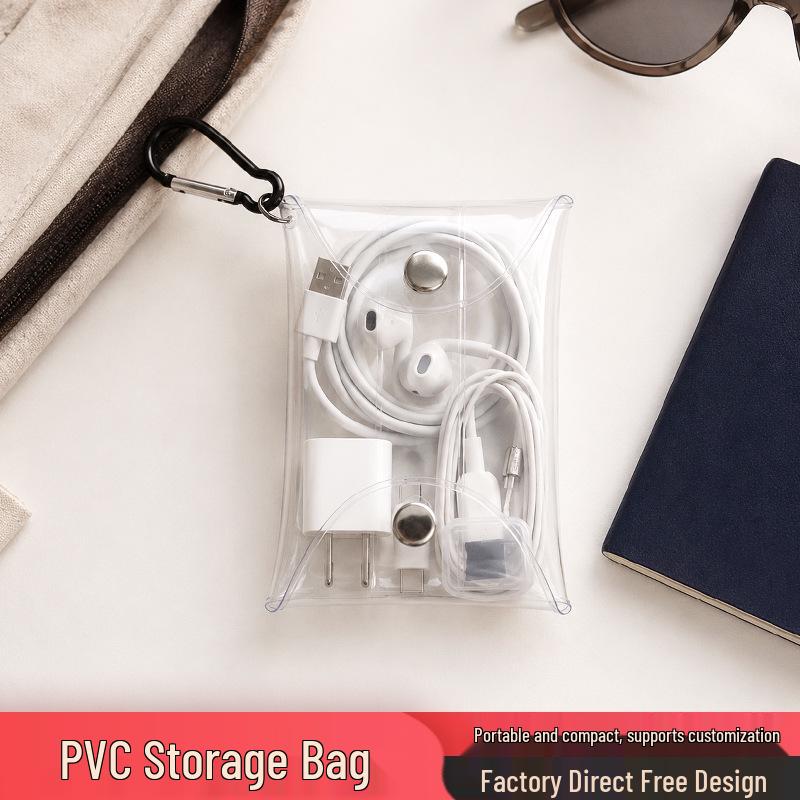 Clear PVC Keychain Bag: Dustproof, Portable Storage for Earphones, Lipstick & Accessories