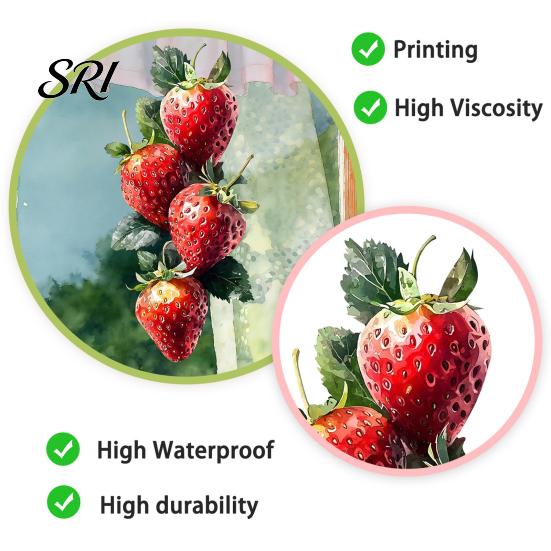 Clear Pattern Window Sticker Strawberry Cling Watercolor Fruits Static Glass Decals Reusable Waterproof for Bathroom Kitchen Home Decal