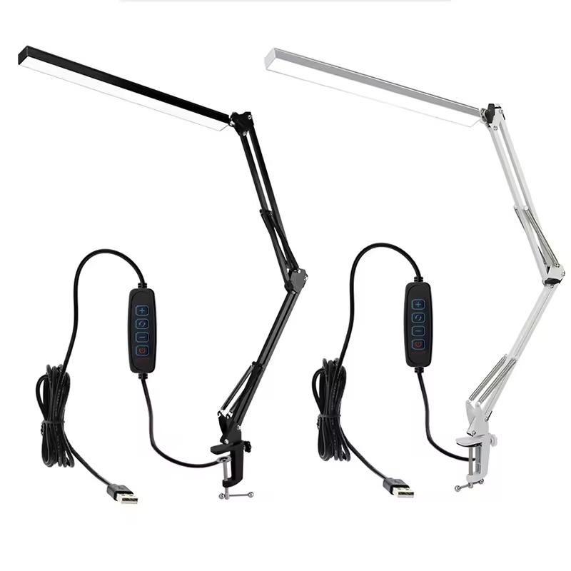 Folding Long Arm Clip Eye Protection Reading Lamp Usb Reading Light Desk Lamp with Clamp for Computer Clip LED Office Desk Lamp