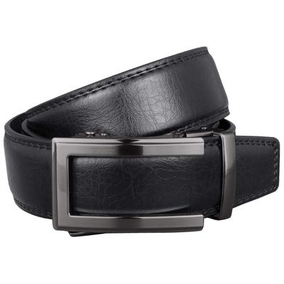 Большой подлинный мужской ремень, без отверстий, с автоматической блокировкой, размер, кожаный, повседневный, деловой, брендовый, кожаный, стильный, для джентльмена, бесступенчатый, для гольфа, 35 мм, 130, черный,