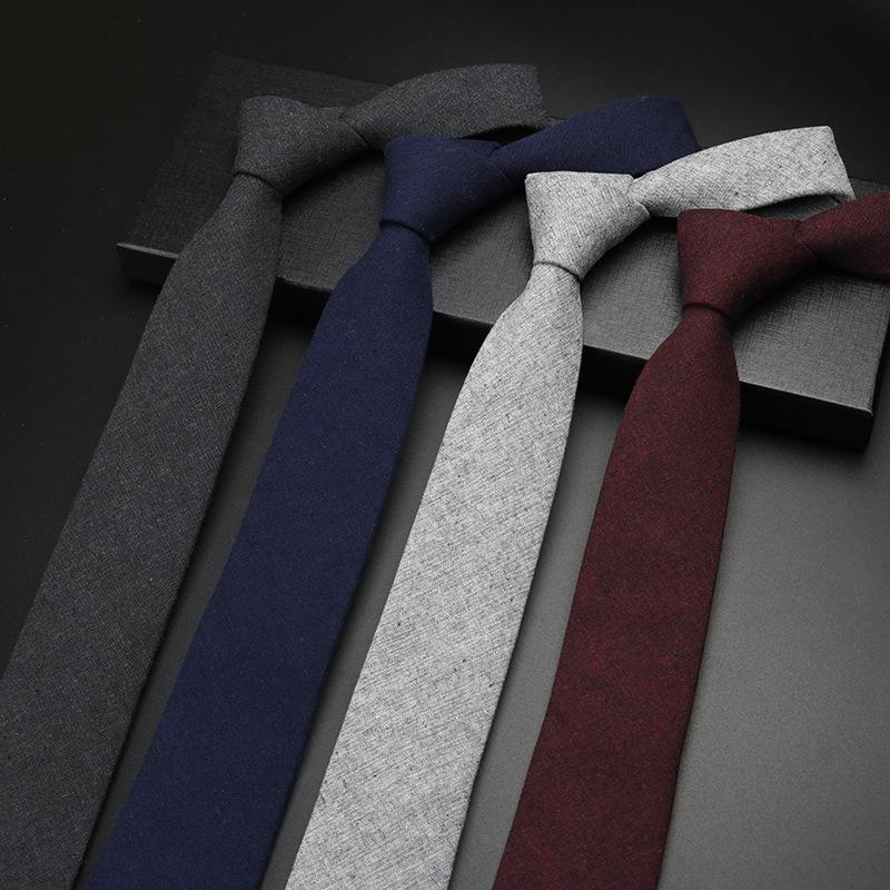 Men'S British Solid Color Retro Gentleman Shirt Simple Dress Wedding Narrow 6Cm Hand-Made Cotton Tie