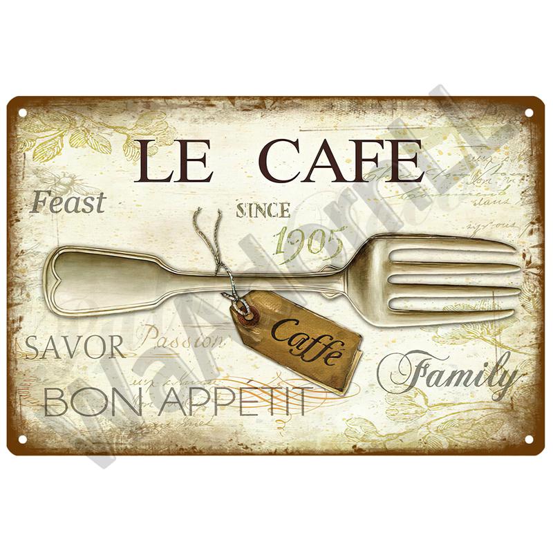 Ретро-столовая Жестяная вывеска Плакат Винтажные настенные постеры Металлическая вывеска Декоративная настенная тарелка Кухонная табличка Металлические винтажные аксессуары для декора