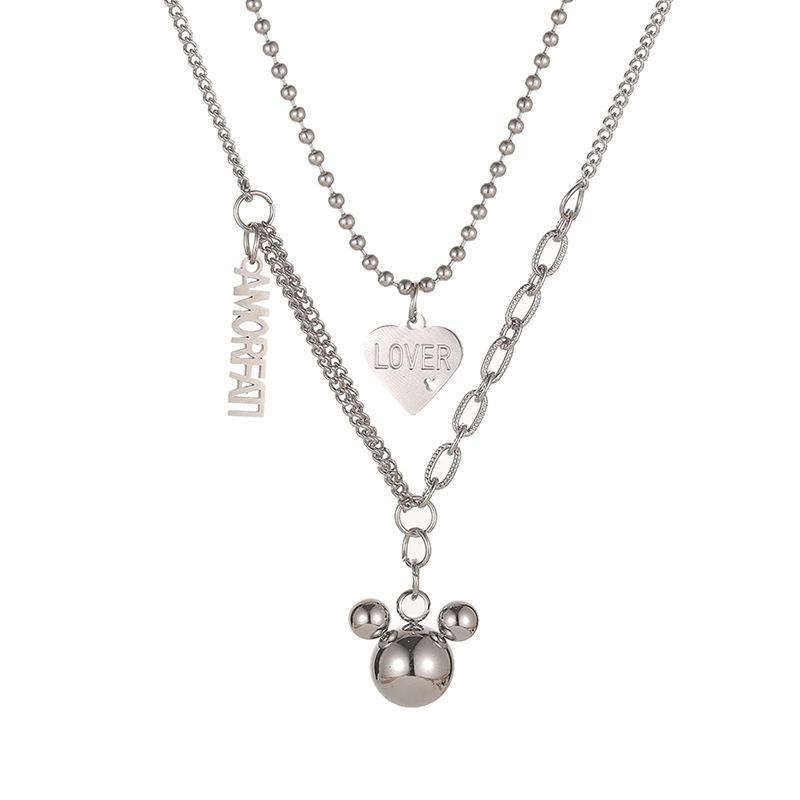 Ожерелье в стиле хип-хоп из титановой стали с подвеской для девочек, цепочка на ключицу, не выцветает, сетка красного цвета, универсальные ювелирные изделия