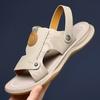 Модные мужские тапочки, летние сандалии, мужские кожаные сандалии для взрослых, на толстой подошве, нескользящие сандалии с открытым носком, мужская обувь