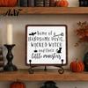 Funny Ghost Home Decor Halloween Wooden Sign with Stand, Freestanding Gothic Tabletop Sign, Table Centerpiece for Coffee Corner Bathroom Living Room