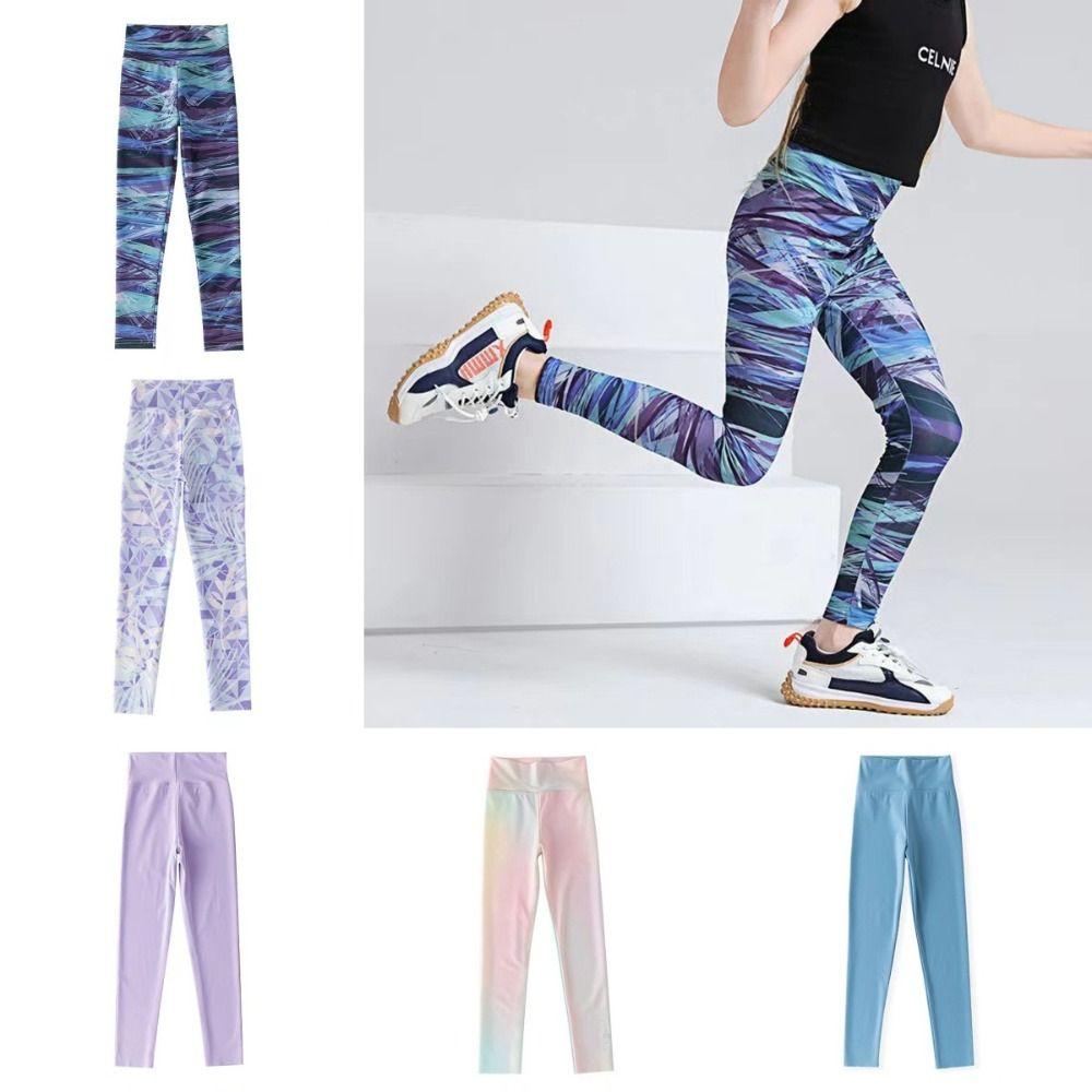 High Rise Girls' Athletic Leggings Quick Drying Running Active Tights Summer