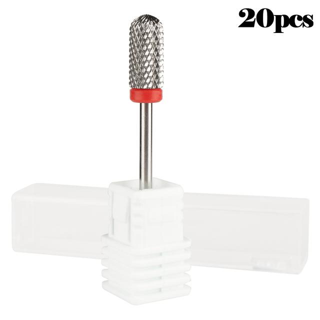 20 шт. вольфрамовые сверла для ногтей, маникюрная дрель для машинного удаления гель-лака, фреза, аксессуары для фрез, пилочки для ногтей, буфер