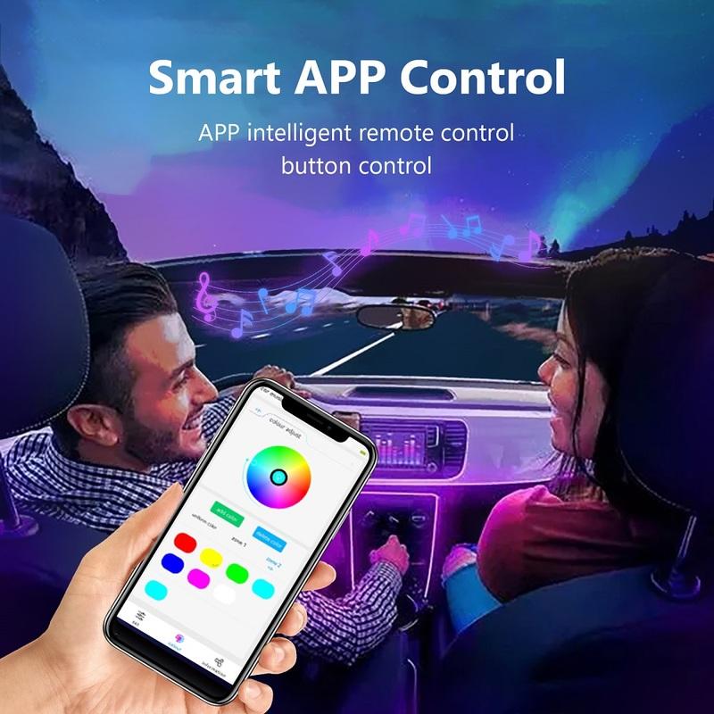 18 в 1 Универсальная симфоническая подсветка для автомобиля 64 RGB Акриловый световод для салона автомобиля Волоконно-оптическое украшение автомобиля Атмосферный свет