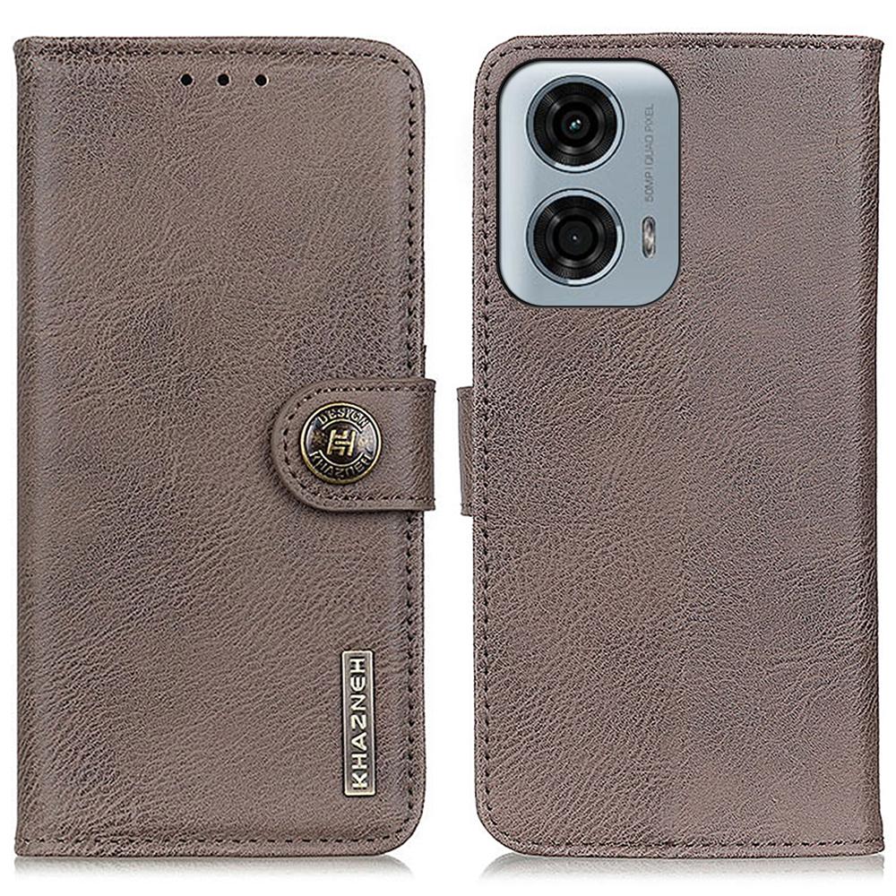 KHAZNEH For Motorola Moto E14 4G/G04 4G/G04s 4G/G24 4G Phone Case Leather Wallet Cowhide Texture Cover