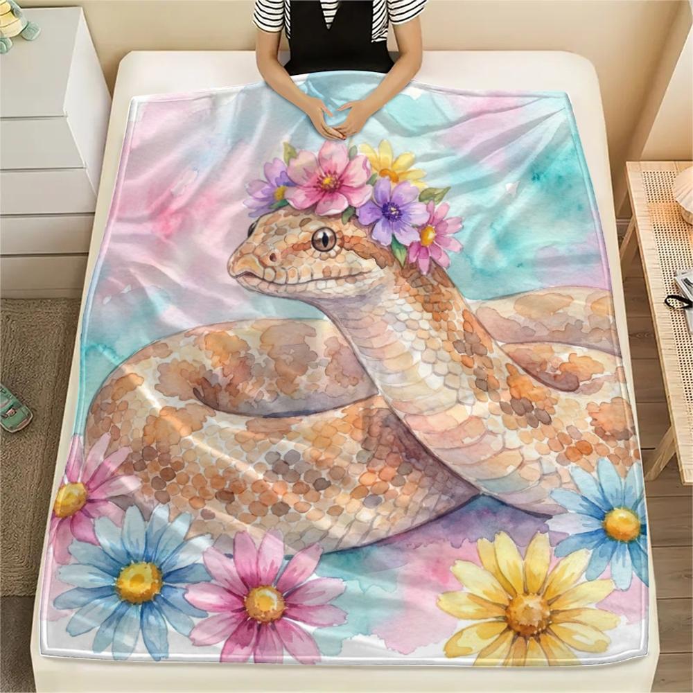 1PC Cute Watercolor Animals Print Flannel Blanket, High quality All Seasons, Home Decor, Warmth and Comfort, Perfect for Christmas Gifts