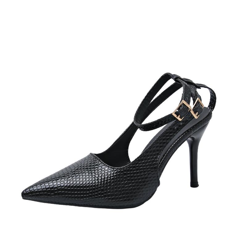 Модные сандалии Baotou с леопардовым принтом с мелким вырезом, летние новые, с острым носком, на одном ремешке, противоскользящие, износостойкие, на высоком каблуке