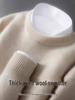 Men's Pure Wool Heavyweight Sweater, Round Neck, Loose Fit, Warm, Solid Color, Ideal Base Layer for Autumn/Winter.