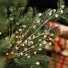 Christmas Artificial Glitter Picks Faux Crystal Berry Stem Ornaments Christmas Tree Glittery Twig Bead Stick Branches for Holiday Wedding Vase Decor