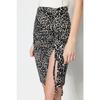 Black Printed Pleated And Slit Fitted High Waist Mini Knitted Skirt Twoaw22et0401