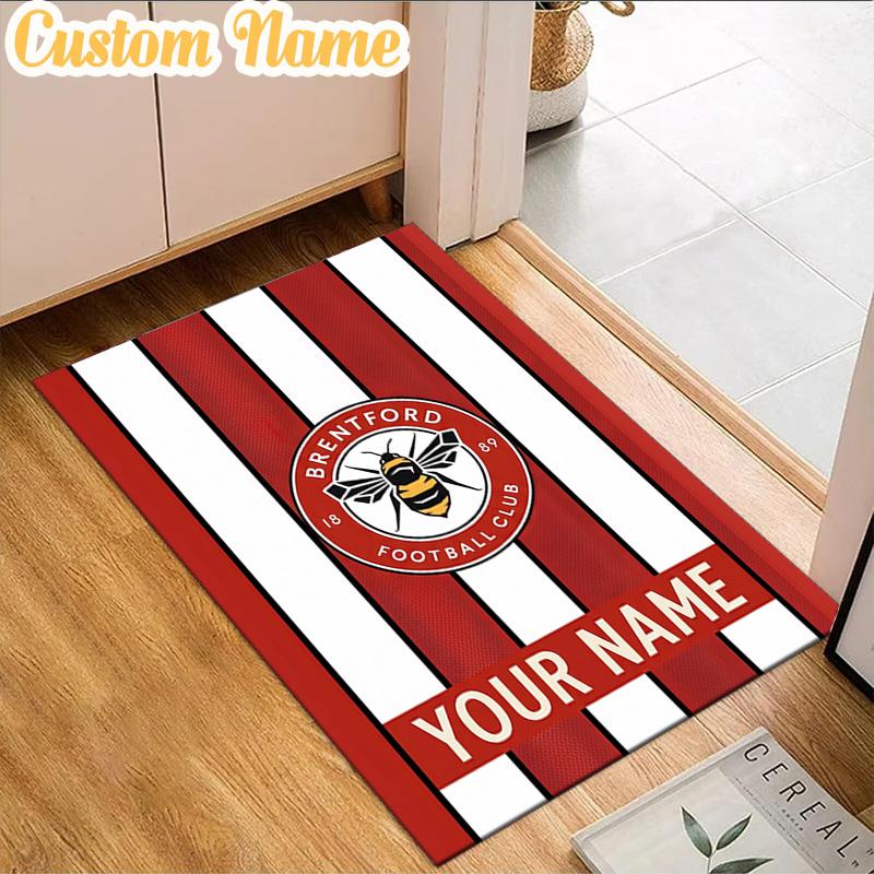 Custom Name Brentford Football Club Crest Rug, Office Rug, Chair Rug, Carpet for Living Rooms, Doormat Game Rug Home Decor Christmas Gifts