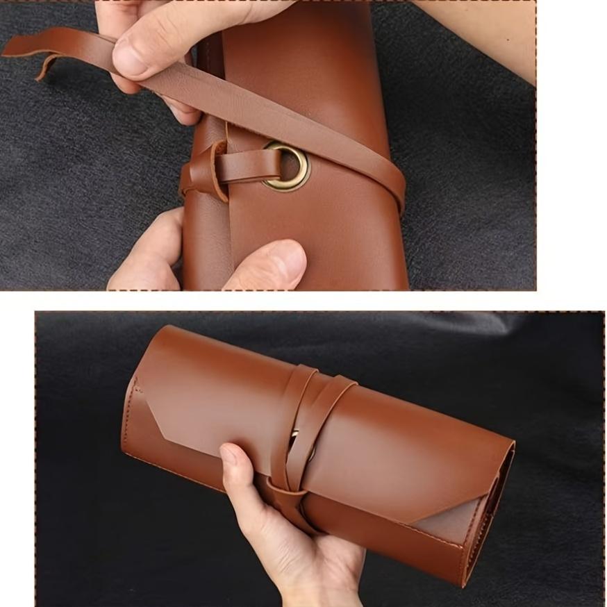 1 шт. Кожаная сумка-скрутка для инструментов с завязками, Портативный органайзер для гаечных ключей и стамесок, Удобный чехол для хранения инструментов