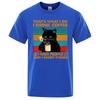 Coffee Black Cat Funny T Shirt Men Summer Cotton Short Sleeve Mens T-Shirt Tops Oversized Breathable Tee Shirt