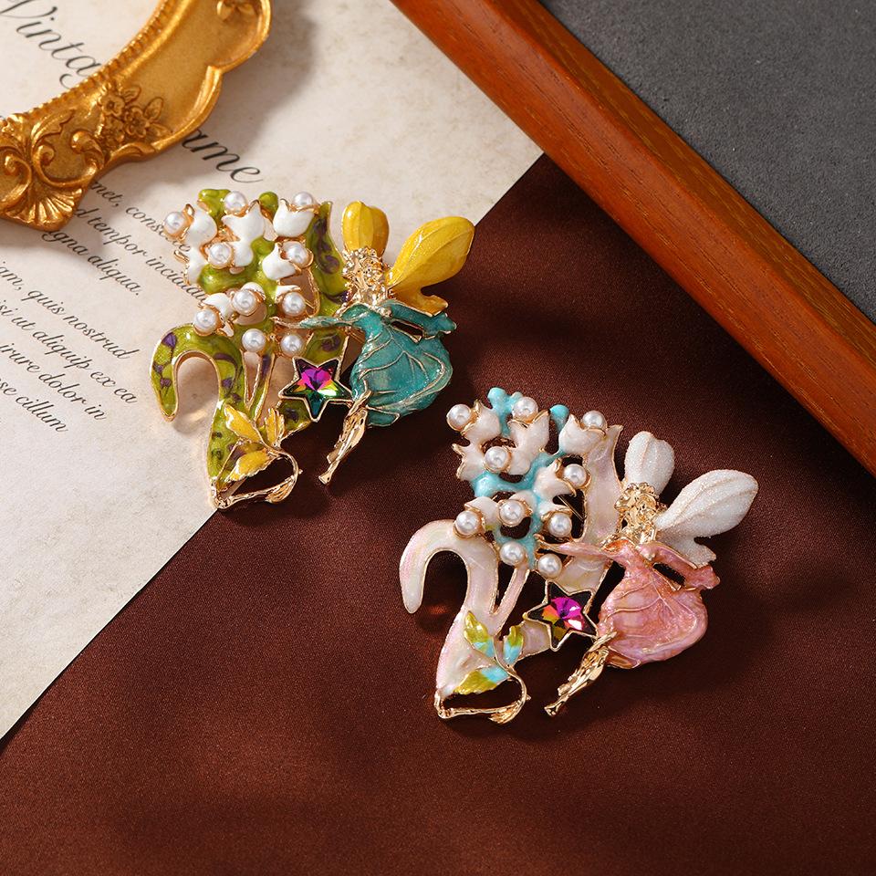 Женская мода броши с радужным цветком и бабочкой для женщин, роскошная брошь из эмалированного сплава желтого золота с растениями и животными, булавки