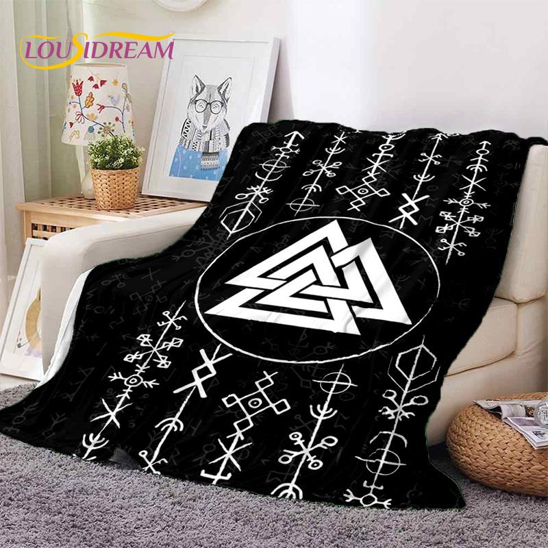 Скандинавский Викинг Один Вальхалла Валькнут Мягкие Пледы, Теплый Плед Уютный Плед для Пикника Кровати Дивана Дома Спальни