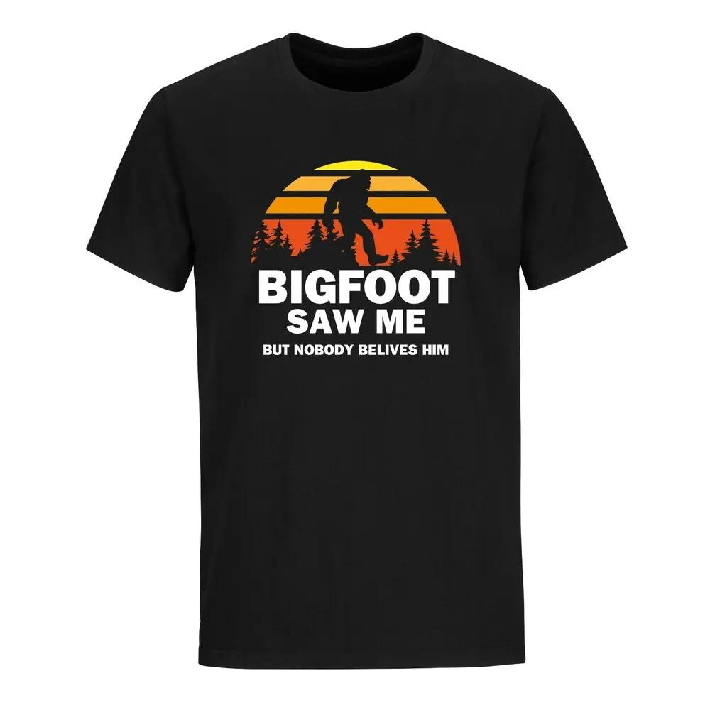 Bigfoot Saw Me retro Camping Sasquatch Hiking TShirt 100 Cotton ONeck Summer Short Sleeve Casual Mens Tshirt Size S3XL
