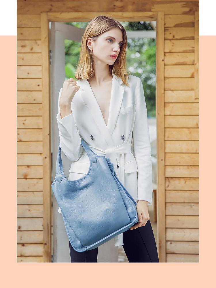 Johnature Роскошные сумки из воловьей кожи для отдыха, женские сумки из натуральной кожи, однотонные сумки на плечо большой емкости на молнии