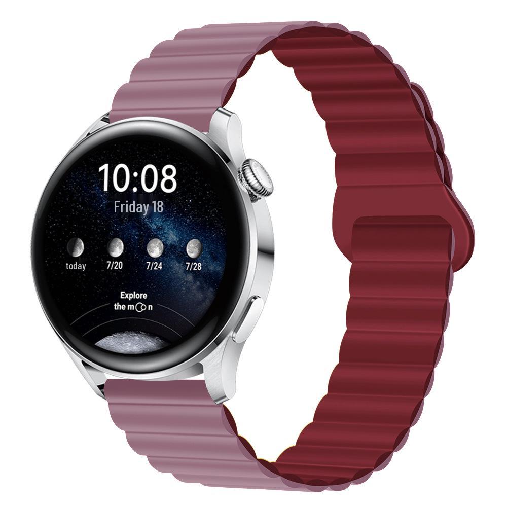 Двухцветный силиконовый магнитный ремешок для часов Huawei GT3/4/GT5 и Samsung Watch4 Pro (20 / 22мм)