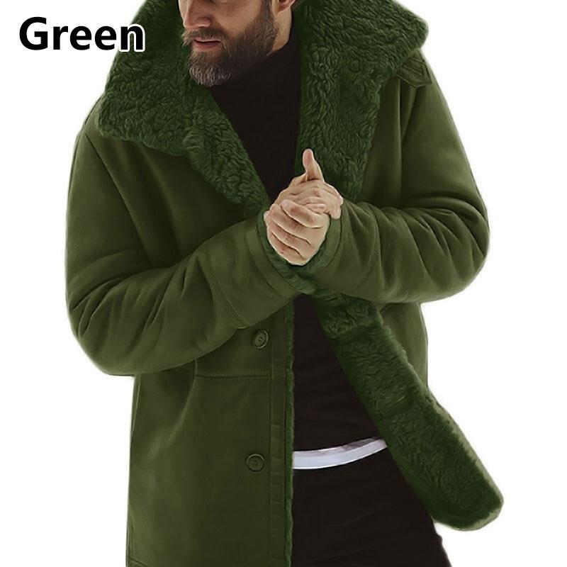 Мужская парка на шерстяной подкладке с длинным рукавом, пальто из овчины, овечья куртка, толстая зимняя теплая верхняя одежда, пальто