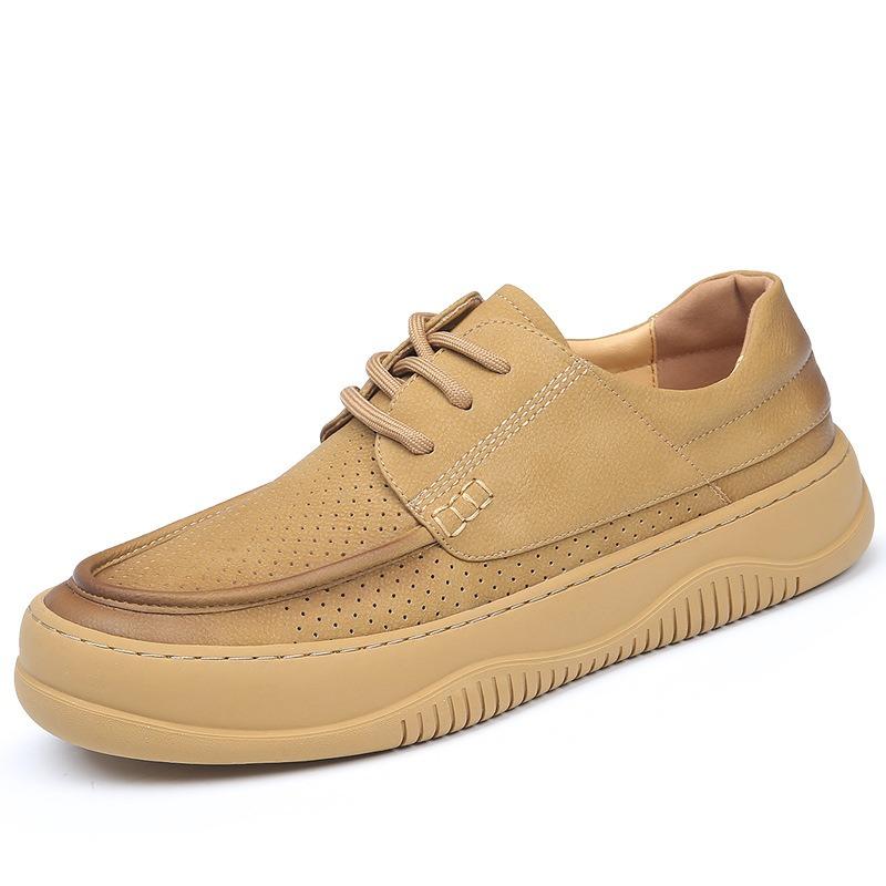 Summer Hollow Men's Shoes Leather Breathable Retro Business Casual Leather Shoes Men's Trend Versatile Hole Shoes