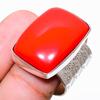 Italian Red Coral Gemstone 925 Sterling Silver Jewelry Ring Size 7.5 e6B49