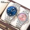 Fashion Date Quartz Couple Watches Luminous Luxury Watch For Men Women Waterproof Stainless Steel Wristwatch
