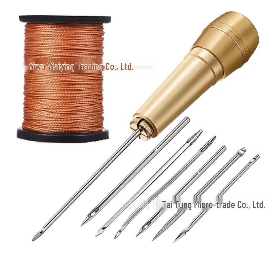 Leather Sewing Kit: Canvas Needle, Nylon Thread & Multi-function Copper Awl