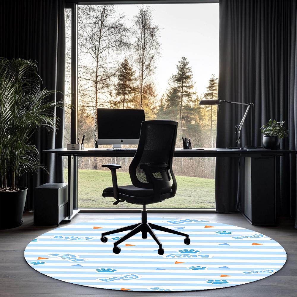 Bluey Printed Round Rug Carpet Chair Rug Area Rug Entryway Doormats,for Office Chair Living Room Bedroom Kitchen Room.