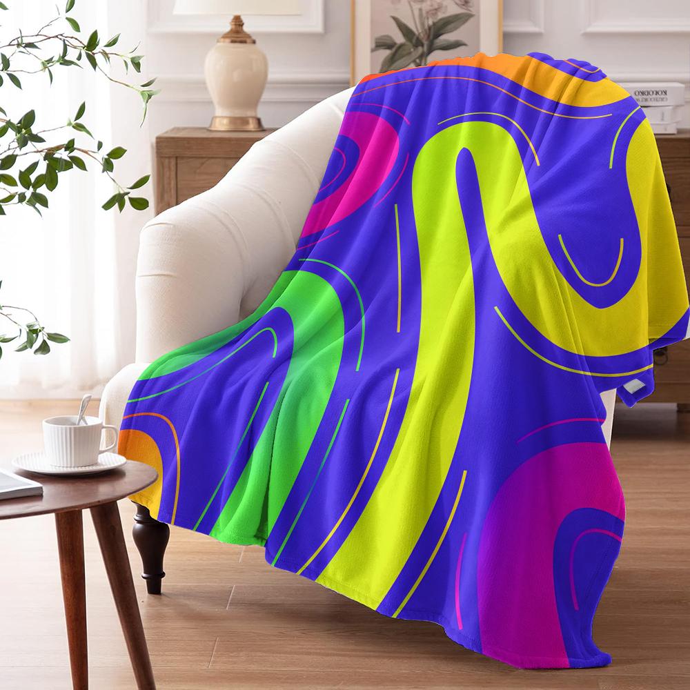 Colorful Vectors Throw Soft Flannel AC Blanket Lightweight Summer Nap Throw Cozy Blanket for Sofa Bed Travel Home