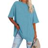 Womens' Fashionable And Casual Solid-color Basic Round-neck Short-sleeved Top