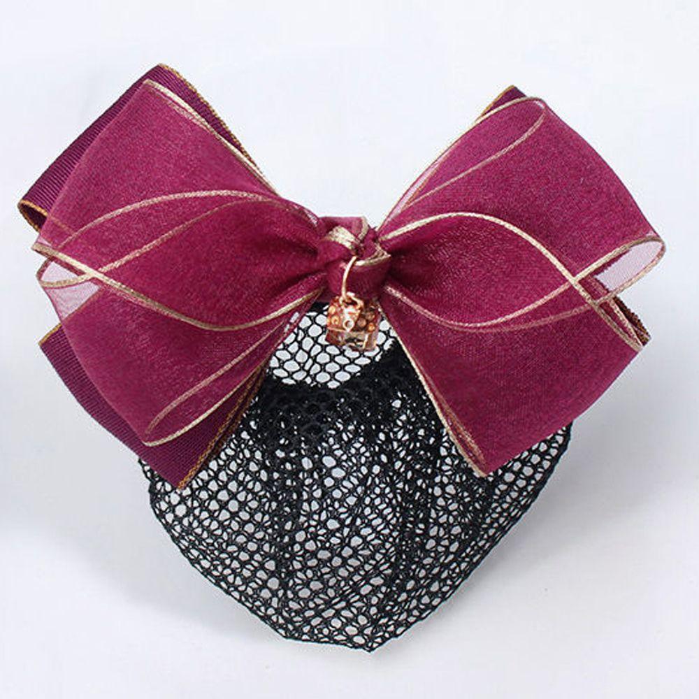 Simple Retro For Stewardess Nurse Cloth Spring Clip Mesh Snood Hairnet Bow headwear Women Headdress