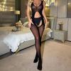 European & American Spaghetti Strap Fishnet Cutout Backless Open Crotch Bodysuit